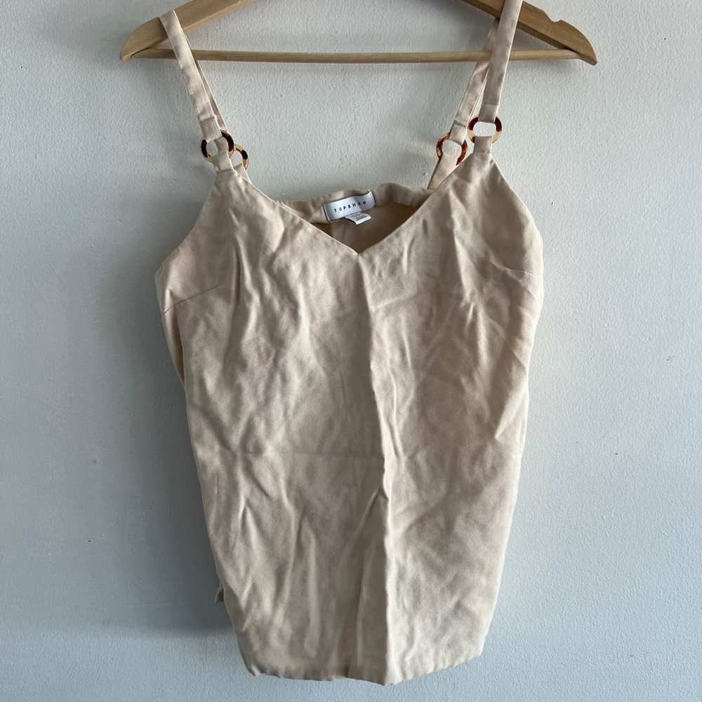 Topshop Beige Camisole with Brown Rings, Size 6